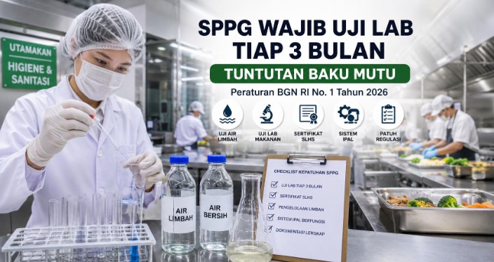 tuntutan baku mutu dan wajib uji lab per 3 bulan berdasarkan peraturan bgn ri no 1 tahun 2026